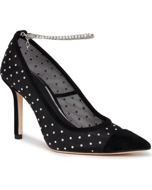 PAIGE Silva Chain Ankle Strap Pointed Cap Toe Pump - Black