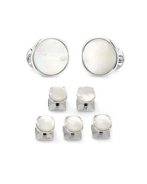 Cufflinks Inc. Classic Formal Mother-Of-Pearl Shirt Studs & Cuff Links Set - White