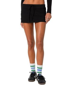 Edikted Bayside Side Slit Stretch Cotton Microskort - Black