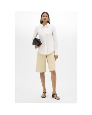 Another Tomorrow Poplin Bias Shirt - Natural