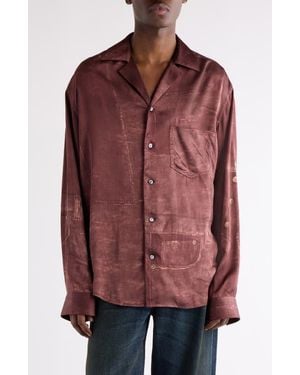 Acne Studios Soweno Trompe L'Oeil Print Button-Up Shirt - Red