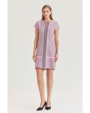 Ming Wang Family Savvy Shell Stitch Knit Sheath Dress - Pink