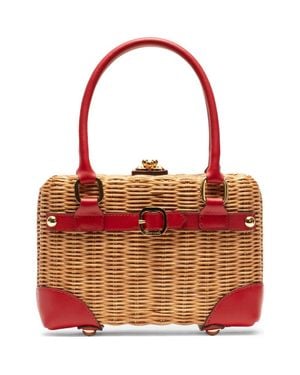 Frances Valentine Lady Basket Wicker Handheld Bag - Red