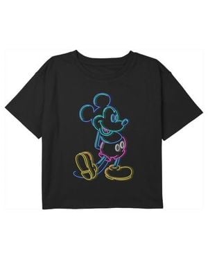 Mickey & Friends Girl's Neon Mickey Graphic T-Shirt - Black