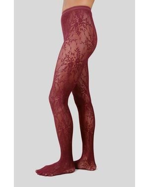 Swedish Stockings Rose Lace Tights - Red