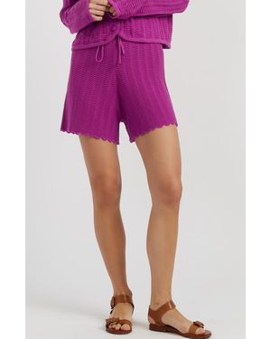Chinti & Parker Cotton Crochet Shorts - Pink