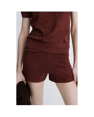 Mango Fitted Knit Shorts - Red