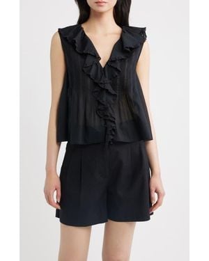 Doen Hilda Pintucked Sleeveless Organic Cotton Top (Nordstrom Exclusive) - Black