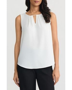 Kasper Faux Pearl Sleeveless Shell Top - White