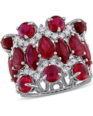 Julianna B Lab-Created & Diamond Semi-Eternity Ring 14K - Red