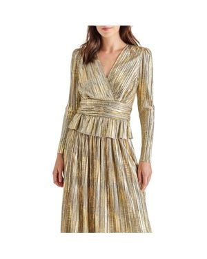 Steve Madden Azura Metallic Peplum Top - Brown
