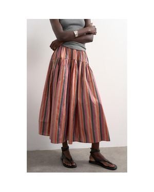 TOPSHOP Striped Taffeta Skirt - Red