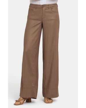 NYDJ Linen Blend Wide Leg Pants - Brown