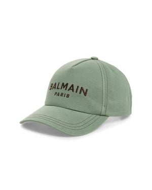 Balmain Logo Embroidered Adjustable Cotton Twill Baseball Cap - Green