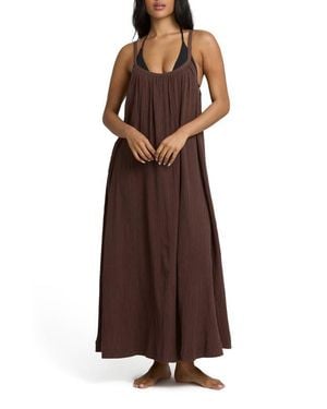 Billabong Good Feels Low Back Maxi Cover-Up Sundress - Brown