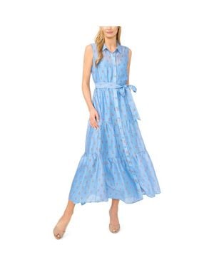 Halogen® Scarf Print Sleeveless Shirtdress - Blue