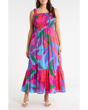 Sugarlips Vemmy Abstract Tayla Geo Print Maxi Dress - White