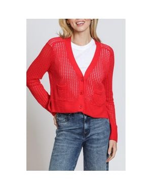 Apny Open Stitch Cardigan - Red