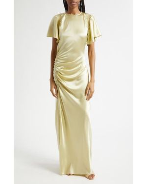 Veronica Beard Huntleigh Side Ruched Silk Blend Gown - Metallic