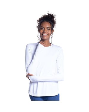 BloqUV Long Sleeve Sun And Uv Protection Relaxed Scallop Top - White