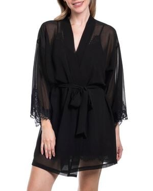 In Bloom Britney Chiffon Wrap Robe - Black