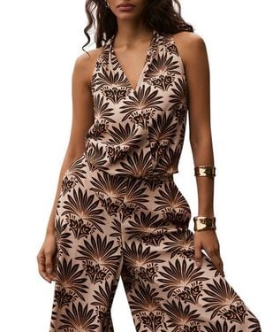 Mint Velvet Sunset Palm Halter Top - Brown