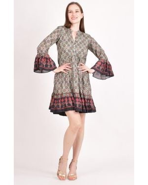 Ras Juniper Ajrakh Print Mini Dress - Green