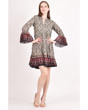 Ras Juniper Ajrakh Print Mini Dress - Green