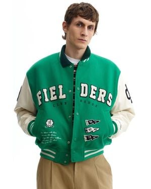 H&M Motif-Detail Baseball Jacket - Green