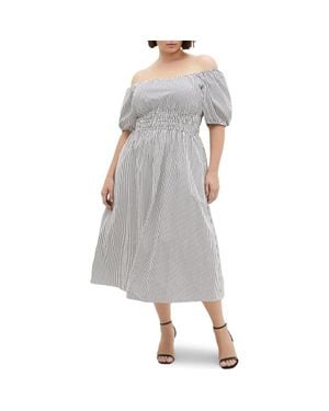 City Chic Adelynn Stripe Midi Dress - Gray