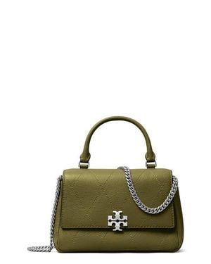 Tory Burch Charlie Quilted Leather Top Handle Bag - Green