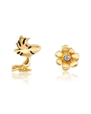 Crislu X Peanuts Woodstock & Flower Mismatched Stud Earrings - Metallic
