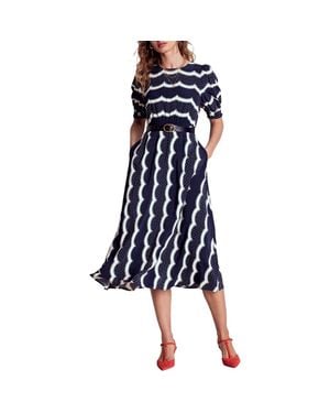 Boden Scallop Stripe Dress - Blue