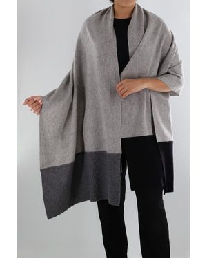 La Fiorentina Ombre Scarf With Frayed Border - Gray