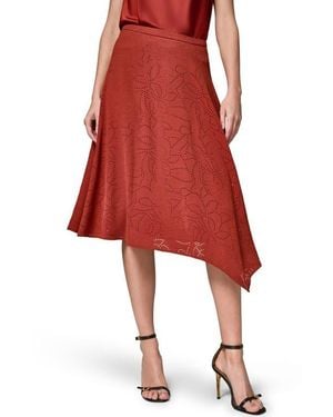 Donna Karan Lasercut Handkerchief Hem Skirt - Red
