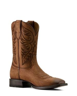 Ariat Wiley Wide Square Toe Cowboy Boot - Brown