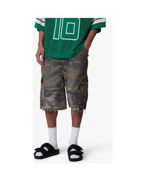 MNML Baggy Distressed Cargo Shorts - Green