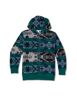Threads For Thought Kids' Print Zip-Up Hooded Fleece Jacket - Green