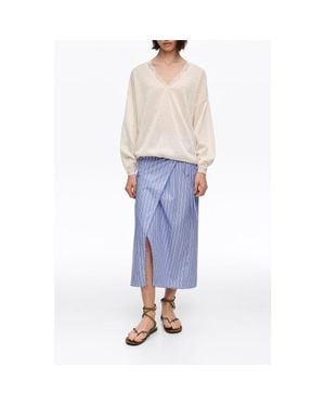 Bimba Y Lola Straight Striped Sarong Skirt - Blue