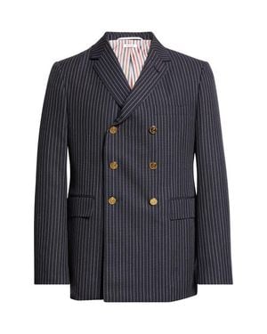 Thom Browne Fit 1 Pinstripe Double Breasted Wool Sport Coat - Blue