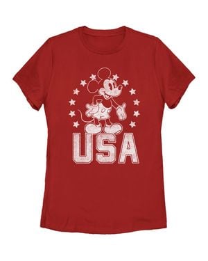 Mickey & Friends Fourth Of July Usa Mickey Mouse Graphic T-Shirt - Red