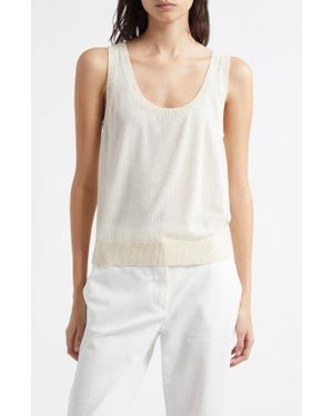 Eleventy Sequin Openwork Silk & Cotton Sweater Vest - Natural