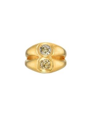 DARIUS Old Mine Bezel Set Diamond Double Signet Ring - Metallic