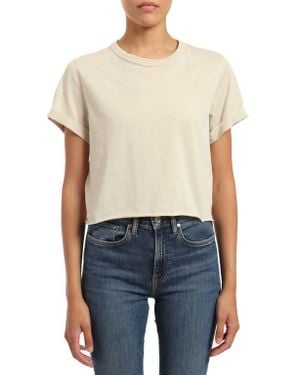 Mavi Raw Hem Crop T-Shirt - Blue