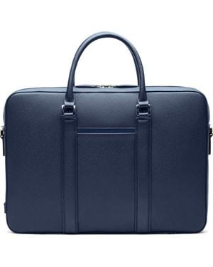 Maverick & Co Manhattan Deluxe Leather Briefcase - Blue