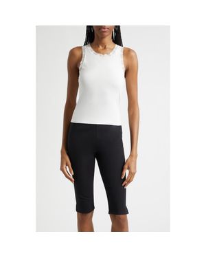 Posse Roberta Lace Trim Cotton Tank - Black