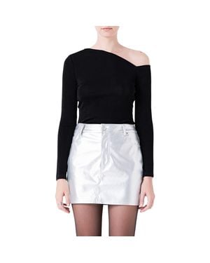 Grey Lab Asymmetric One-Shoulder Top - Black