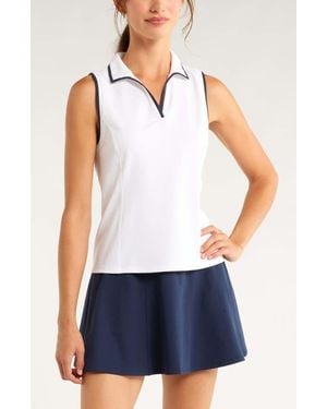 Zella Pace Piqué Knit Polo Tank - Black