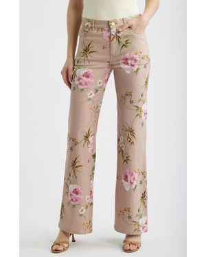 Kobi Halperin Leigh Floral Stretch Cotton Twill Pants - Natural