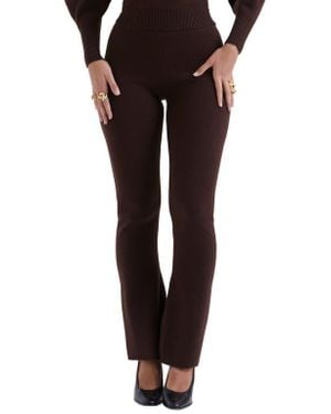 House Of Cb Nereida Rib Flare Pants - Black